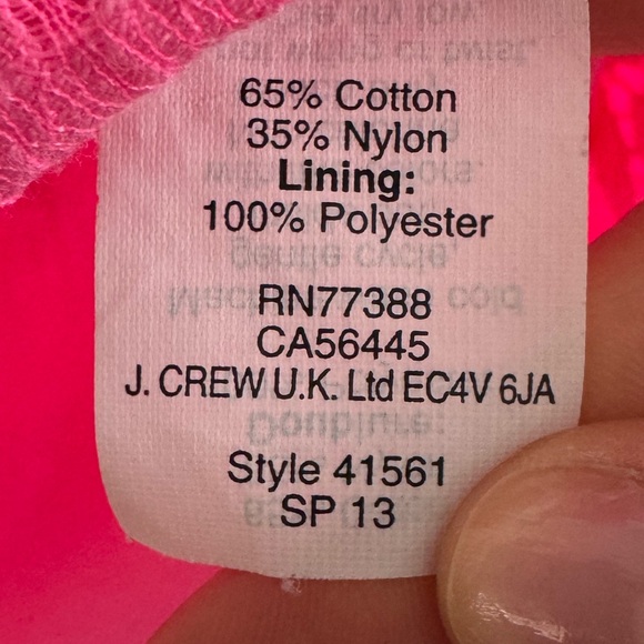 J. Crew Lace Overlay Short Sleeve Scalloped Hem Top Resort Cruise Bright Pink 2 - Picture 8 of 8